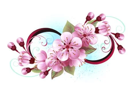 Infinity with sakura blossom Stock Illustration