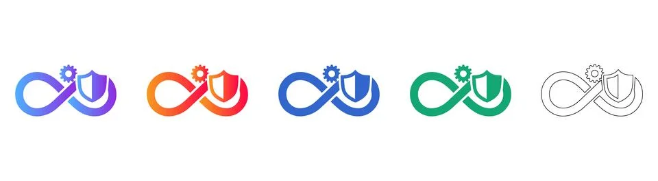 Infinity Security Gear Icon Set Stock Illustration