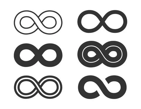 Infinity set in abstract style on white background. Round logo. Future concept. Stock Illustration