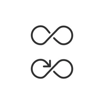Infinity shape line icon with arrow. linear style sign for mobile concept and Stock Illustration