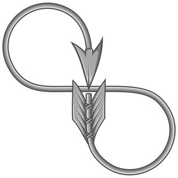 Infinity shaped arrow vector design Illustrazione stock