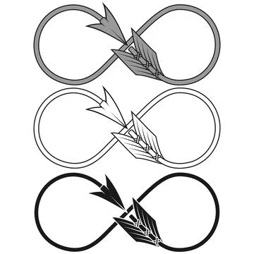 Infinity shaped arrow vector design Illustrazione stock