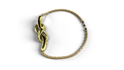 Infinity shaped golden pendant 3D render rotation Stock Footage 100460431