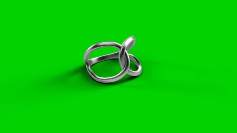 Infinity shaped silver ring 3d render green screen Stock Footage 100878537