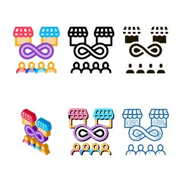 Infinity shop competition minimal icon vector outline Stock Illustration