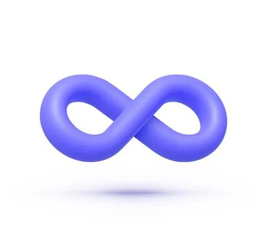 Infinity sign in 3d style on blue background. Endless infinity sign. 3d vector Stock Illustration