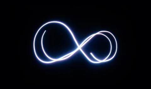 Infinity sign, drawing by light, flash of light in infinity. Stock Photos