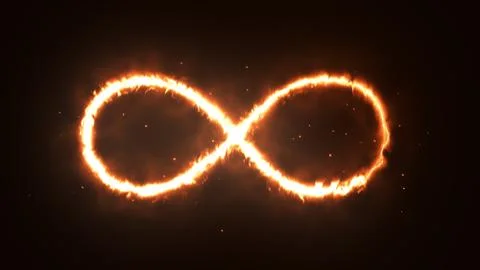 Infinity sign, fire flame, computer generated fractal background Illustrazione stock