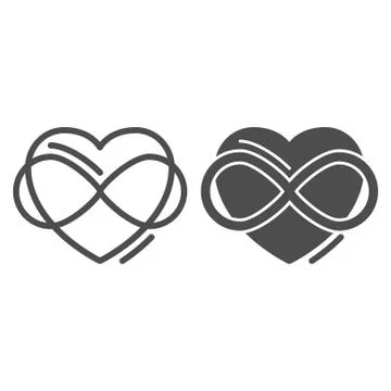 Infinity sign in heart shape line and solid icon, free love concept, Love Stockillustratie