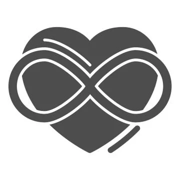 Infinity sign in heart shape solid icon, free love concept, Love eternity sign Stock Illustration