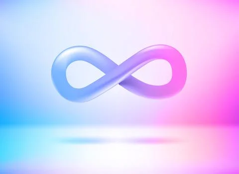 Infinity sign with holographic effect. 3d vector illustration Stock Illustration