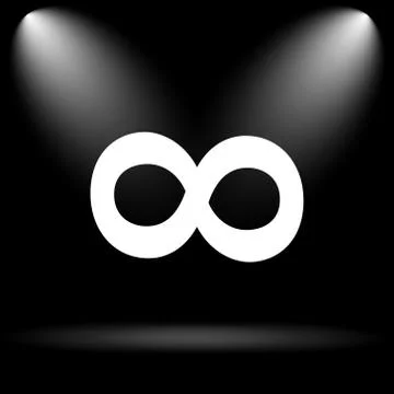 Infinity sign icon. Internet button on black background.. Stock Illustration