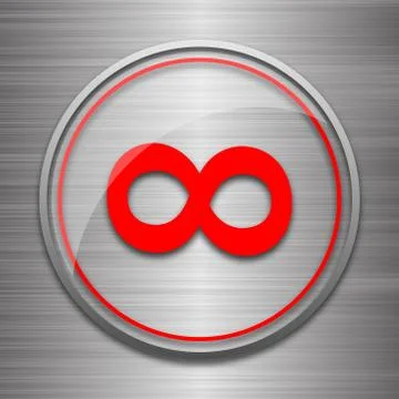 Infinity sign icon. Internet button on metallic background.. Stock Illustration