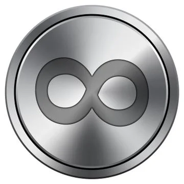 Infinity sign icon. Internet button on white background. Metallic round icon. イラスト素材