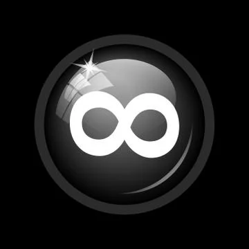 Infinity sign icon. Internet button on black background. . Stock Illustration