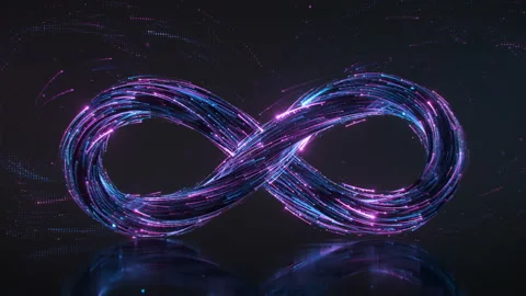 Infinity sign of light trails 3D render seamless loop animation Stock Footage 138827218