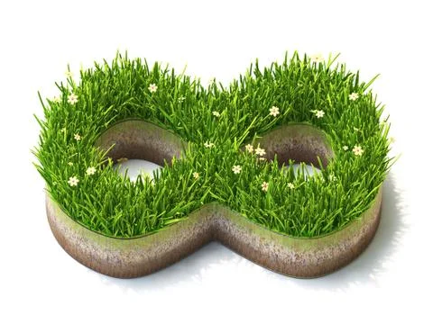 Infinity sign made of grass 3D Stock Illustration