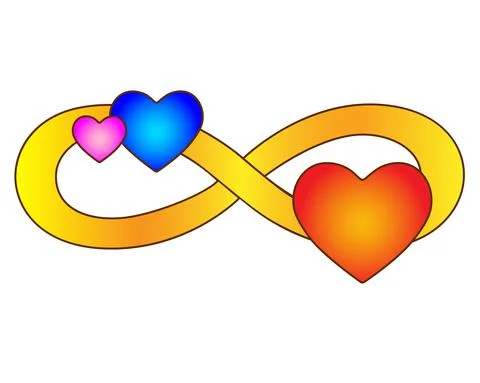 Infinity sign with three hearts - vector full color illustration. Stock Illustration