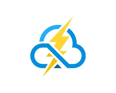 Infinity simple cloud with electrical lightning inside Stock Illustration