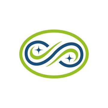 Infinity Sparkle Logo Design with Modern Digital Innovation Business Concept Stock Illustration
