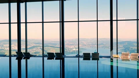 Infinity Swimming Pool with Mountain and Lake View in a Sunny Summer Day Vídeos de archivo 202523349