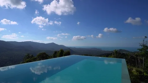 Infinity Swimming Pool with Sea View Stock Footage 103122819