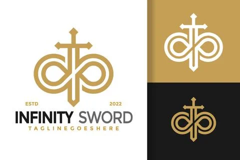 Infinity Sword Logo Design Vector Illustration Template 스톡 일러스트