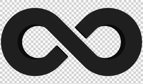 Infinity symbol 3d black isolated on white background - 3d rendering Stock Illustration