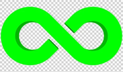Infinity symbol 3d green isolated on white background - 3d rendering Stock Illustration