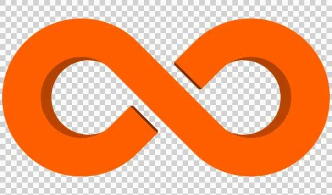 Infinity symbol 3d orange isolated on white background - 3d rendering Stock Illustration