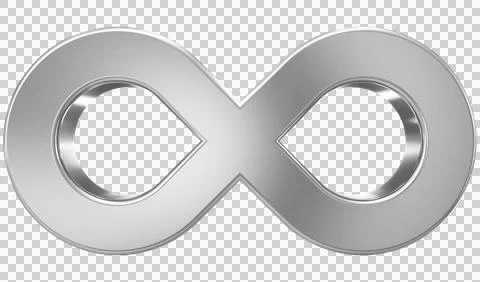 Infinity symbol 3d silver isolated on white background - 3d rendering Illustrazione stock