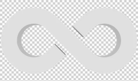 Infinity symbol 3d white isolated on white background - 3d rendering Stock Illustration