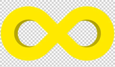 Infinity symbol 3d yellow isolated on white background - 3d rendering Stock Illustration