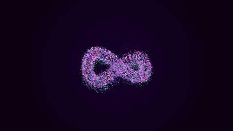 Infinity symbol appears of multiple glowing particles, animated figure. Emerging Stock Footage 147333690