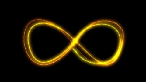 Infinity symbol background. Light yellow gold neon infinite, eternity concept Stock Photos