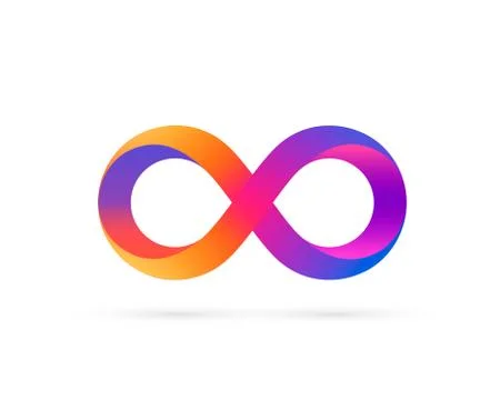 Infinity symbol with color gradient, colored icon. Stock Illustration