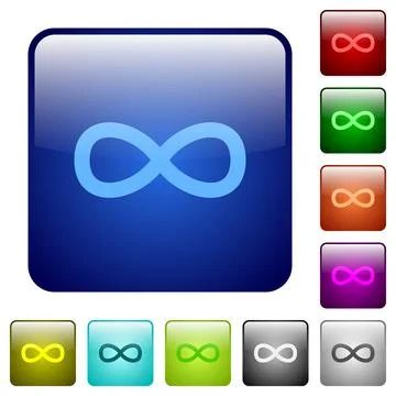 Infinity symbol color square buttons 스톡 일러스트