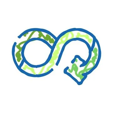 Infinity symbol doodle representing circular economy concept Illustrazione stock