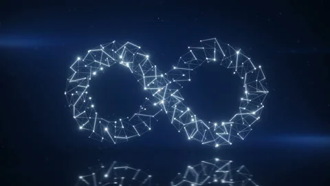 Infinity symbol of dots and connecting lines seamless loop 3D render animation Stock Footage 141409538