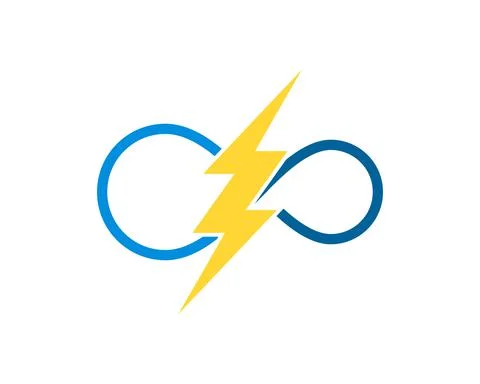 Infinity symbol with electrical lightning inside Stock Illustration