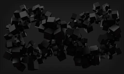 Infinity symbol with elegant black cubes. 3d style vector illustration. Stock Illustration
