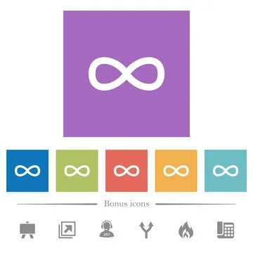 Infinity symbol flat white icons in square backgrounds Illustrazione stock