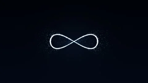 Infinity symbol floats with sparkling particles on dark blue gradient Stock Footage 329306477