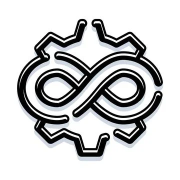Infinity symbol forming a cogwheel continuous process Stock Illustration