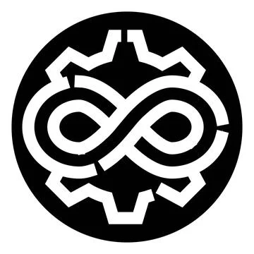 Infinity symbol forming a mechanical gear logo Stock Illustration