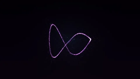 Infinity symbol glows, particles drift, black background Stock Footage 329306427
