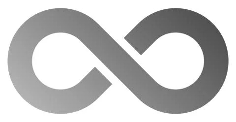 Infinity symbol gray - gradient with discontinuation - isolated - vector Illustrazione stock