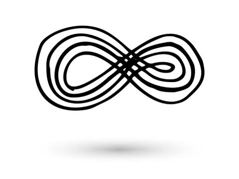 Infinity symbol hand drawn with ink brush Stock Illustration