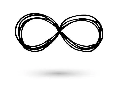 Infinity symbol hand drawn with ink brush Stockillustratie