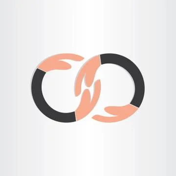 Infinity symbol with human hands Illustrazione stock